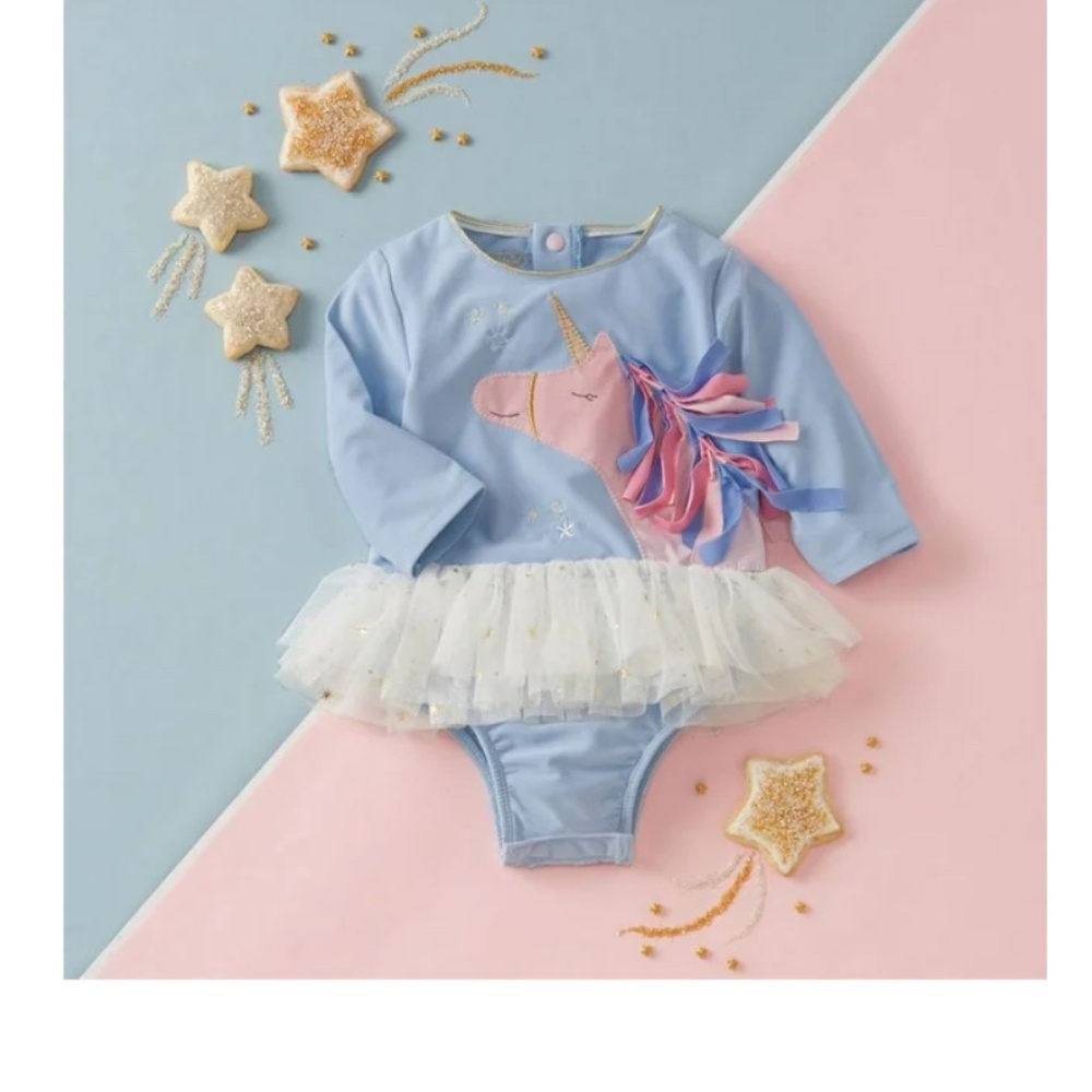 NEW! Mud Pie Unicorn One Piece Rash Guard SPF - Size 2T